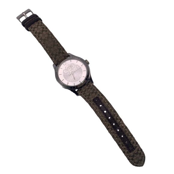 COACH Silver-tone Brown Canvas Genuine Leather Ladies Wristlet Watch main image 5